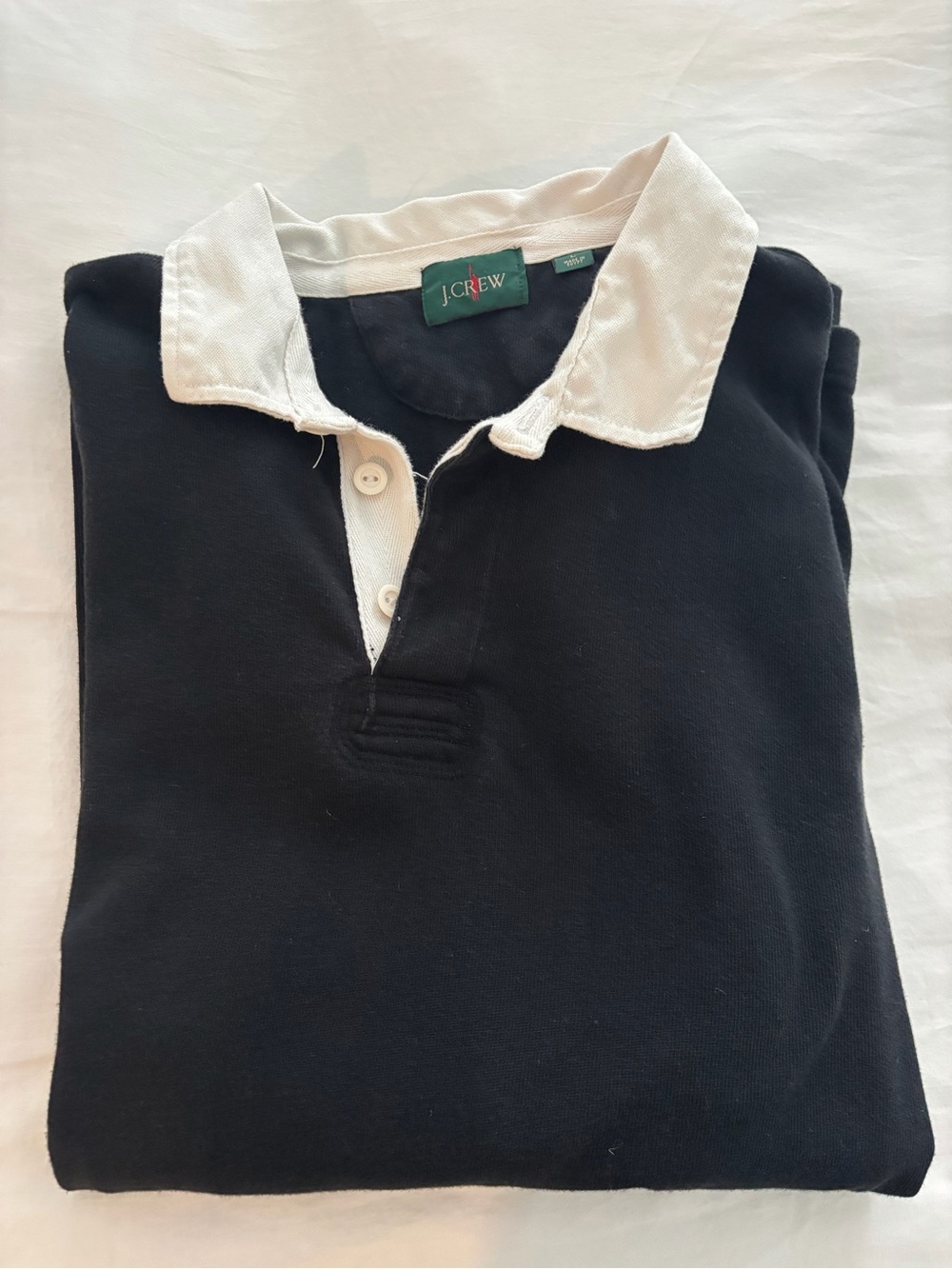 J. Crew Black Rugby Shirt with White Collar